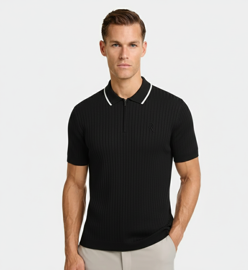 Quarter Zip Ribbed Polo