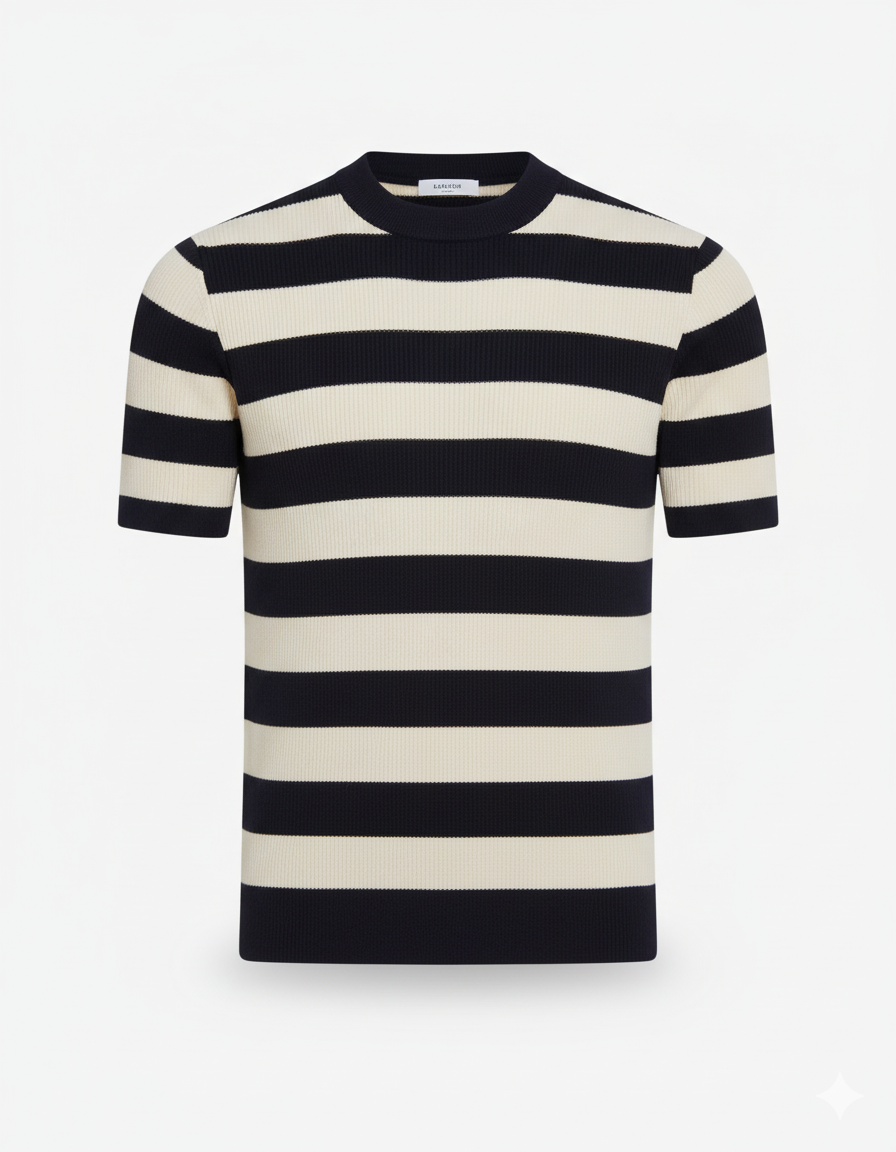 Striped Knit Short Sleeve Shirt