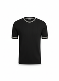 Black Striped Trim Knit Crewneck