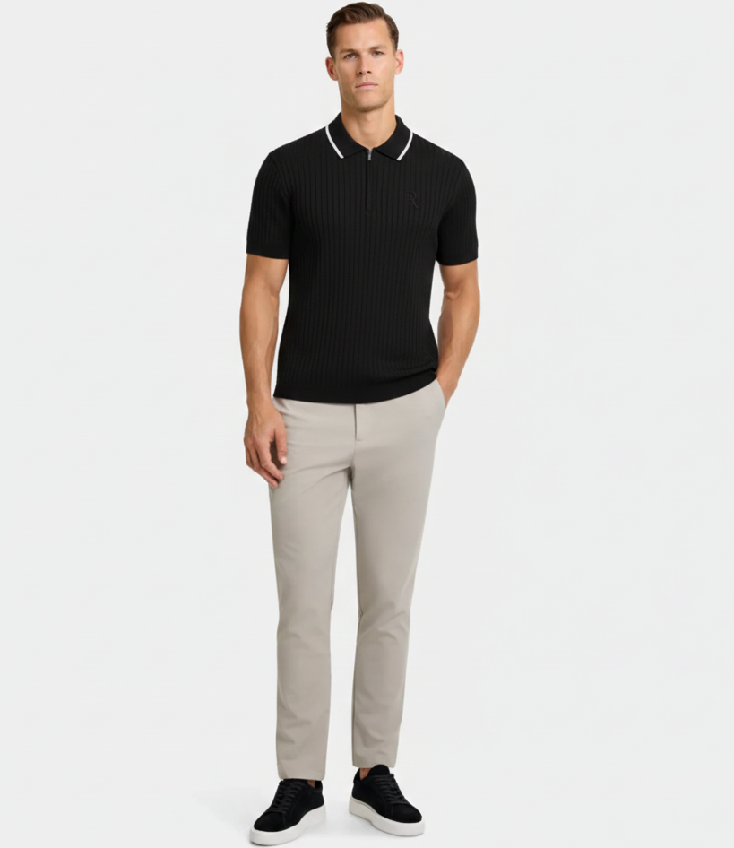 Quarter Zip Ribbed Polo